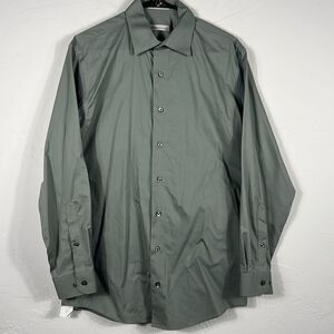 🔥 KENNETH COLE New York Cotton Gray Pinstriped LS Button Shirt Sz M - PERFECT